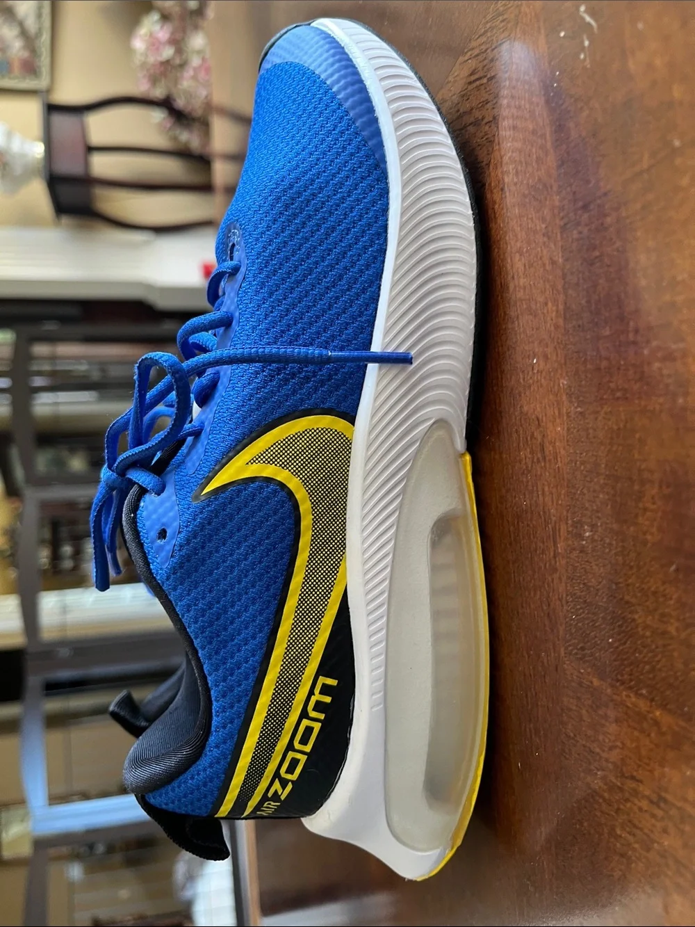 Nike Air Zoom Royal Blue Athletic Sneakers with Yellow Details